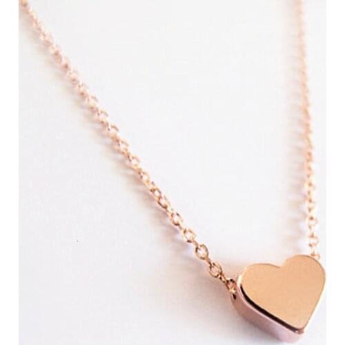 Stainless Steel Necklace Rose Gold Color Dainty Heart Pendant Necklaces For Women girl Wedding Jewelry Bridesmaid Gifts 2020