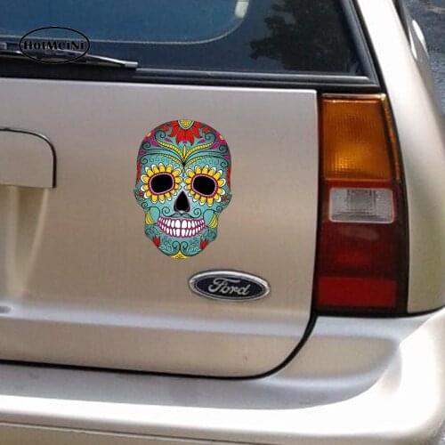 HotMeiNi Car Styling Car Sticker Mexican Sugar Skull Vinyl Sticker Laptop Travel Luggage Car Waterproof Accessories 13 x 8cm