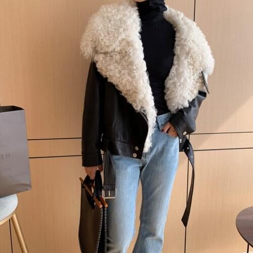 90%White Duck Down Genuine Sheepskin Womens Leather Jackets Wool Fur Collar Coat Female Warm Woman Clothes Abrigo Mujer Zjt1310
