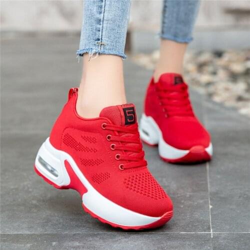 Womens Casual Shoes Spring Platform Sneakers Woman Breathable Air Cushion Outdoor Solid Heightening Footwear Chaussures Femme