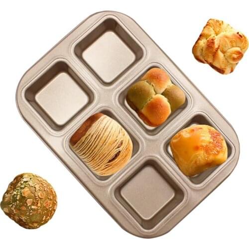 Kapmore 1pc Heat-Resistant Bread Mold Creative 6-Cavity Non-Stick Square Shape Baking Mold Cake Mold DIY Baking Tools