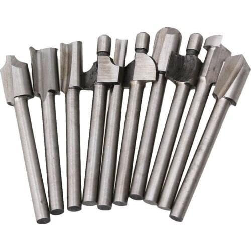 10pc Mini HSS Routing Router Drill Bits Set Carbide Rotary Burrs Tools Wood Stone Metal Root Carving Milling Cutter High Quality