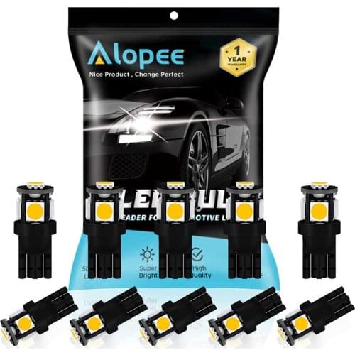 10-Pack Newest 194 T10 168 2825 158 Super Bright Amber / Yellow 5 SMD LED Bulb Car Interior Map Dome Trunk Side Marker Light