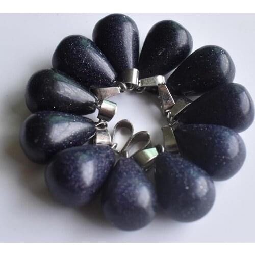 2020 Fashion hot selling good quality blue sand stone charms water drop Pendants for jewelry marking 24Pcs/Lot Wholesale free