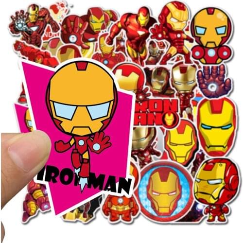 35Pcs/Bag Marvel Superhero Iron Man Graffiti Sticker Mobile Computer Water Cup Suitcase Guitar Cartoon Anime Sticker