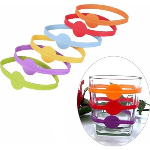 6pcs Silicone Wine Cup Glass Markers Party Goblet Wine Drinking Cup Marking Tags for Home Bar Kitchen Tool Accessories
