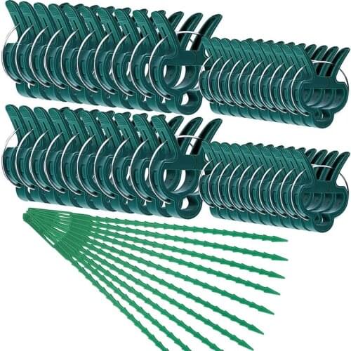 60Pcs Reusable Gentle Plant Clips Garden Tomato Plants Support Clips & Twist Ties, for Straightening Plant Stems