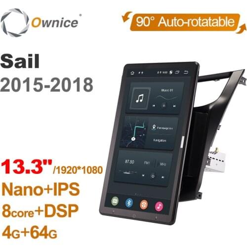 1920*1080 Android 10.0 Ownice 13.3 Inch Rotation Autoradio 1Din for Chevrolet Sail 2015 - 2018 Car Radio Auto GPS Multimedia DSP