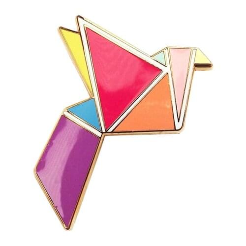 Bird Brooch Pin Geometric Neon Origami