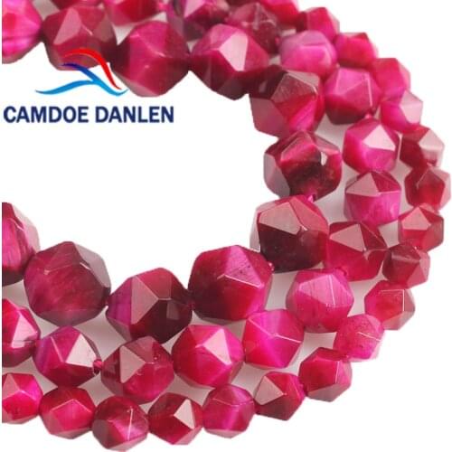 Natural Rose Tiger Eye Stone Faceted Magenta Tiger Eye Stone Beads Loose Beads 6 8 10 MM Fit Diy Beads Handmade Jewelry Making