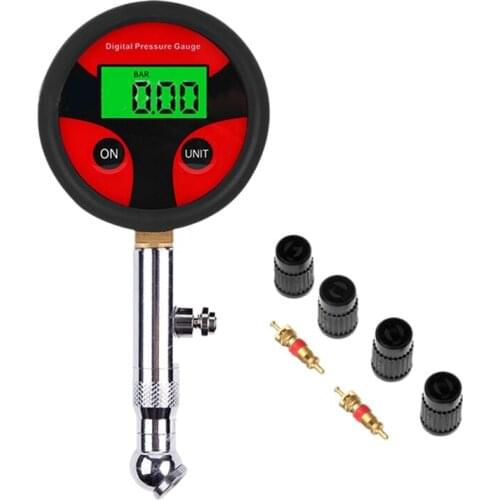 LCD Tire Pressure Gauge 0-200PSI Digital Tire Inflator Meter with 360 Rotating Head for Motorcycle Car Truck Bicycle