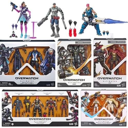 Hasbro Overwatch Action Figures Joint Movable Collections Reinhardt Wilhelm Pharah Mercy Soldier 76 Ana Amari Model Toys