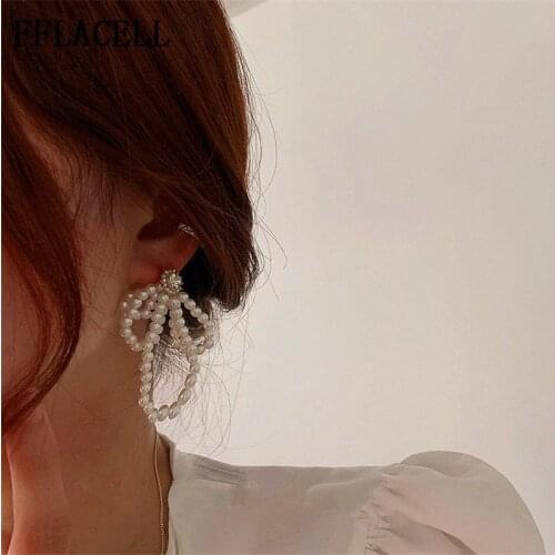 FFALCELL 2020 NEW Korean Cute Hand Made Irregular Pearl Tassel Drop Earrings For Women Wedding Jewelry Gift イヤリング серьга