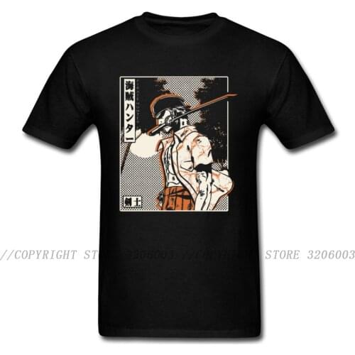 Pirate Bounty Hunter T-shirt Men One Piece Tshirt Samurai Spirit Zoro Tops Vintage Anime Tees Luffy Friend Brother Print T Shirt