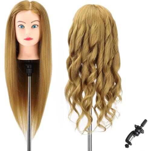 26''70% Real Human Hair Training Head Mannequin Head Salon Mannequin Head For Hairdressers Hairstyles Practicing Dummy Doll Head