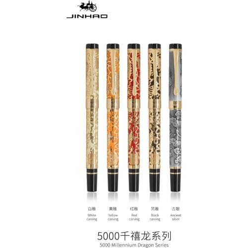 Jinhao 5000 Dragon Ink Pen In Fountain Pen High Quality Luxury Office for Writing Metal Pluma Fuente Caneta Tinteiro Golden Nib