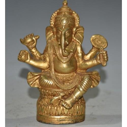 China archaize brass elephant nose god of wealth Buddha crafts statue