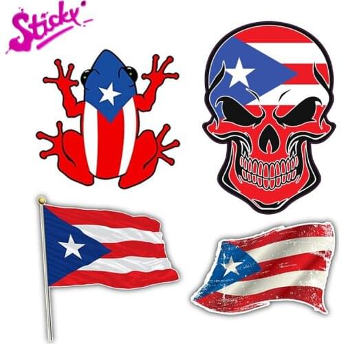 STICKY Wicked Good Puerto Rican Flag Skull Design Vinyl Sticker Puerto Rico Proud Decal Badge Brand Car Sticker Decal Decor