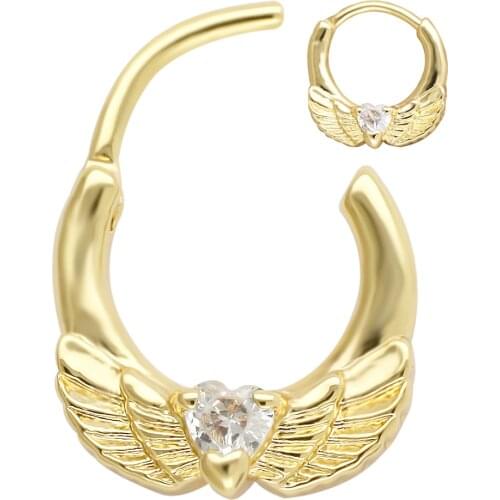 JHJT 16G Angel Wings Hinged Segment Nose Rings 316L Surgical Stainless Steel Cartilage Nose Ear Hoop Jewelry Body Piercing