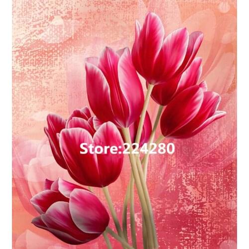 Red tulip Flower Needlework,Cross stitch,14CT Unprinted Romantic for Embroidery Art kits Cross-Stitching,DIY Handmade decor