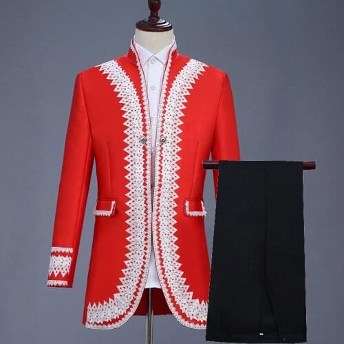 Lace Men Blazers Jacket Stage Performance Wedding Mens Blazer Suit Vintage Prince Groom Singers Costume Homme Retro Cltohing