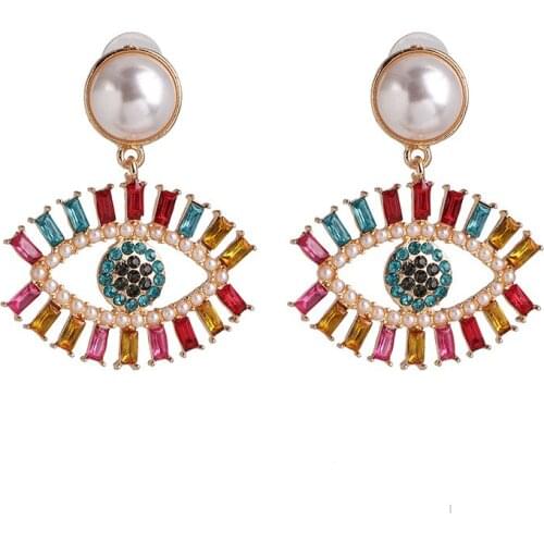 Trendy Ethnic Love Heart Shape Evil Eye Drop Earrings For Women Vintage Statement Crystal Dangle Earring Jewelry Gift wholesale