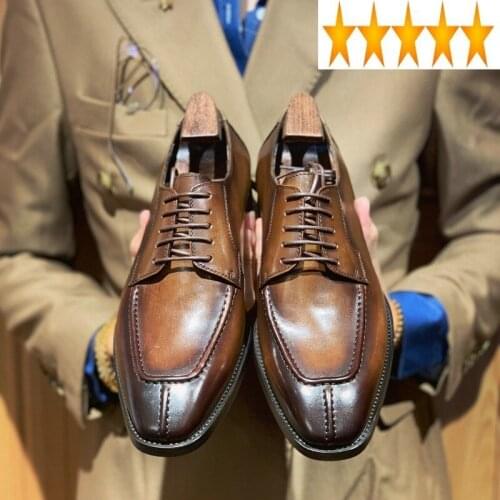 Leather Real England Formal Style Men Brand Summer Lace Up Casual Flat Shoes Italian Business Cowhide Dress Footwear