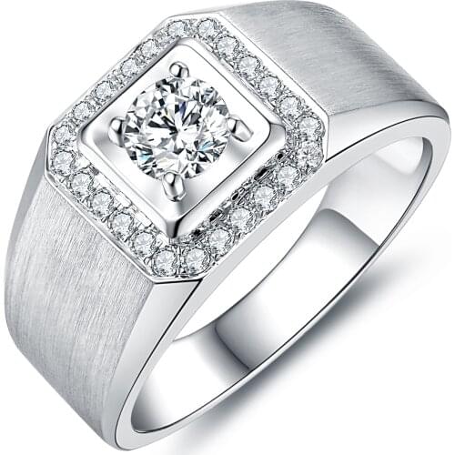 100% 18K gold sandblasted 0.5ct Moissanite male ring D color VVS