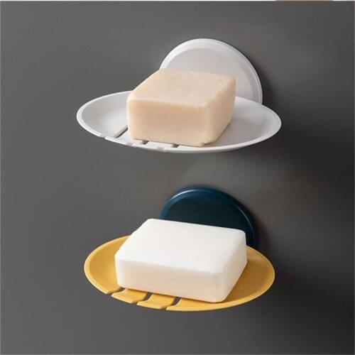 Soap Dish Plastic Soap Box Punch-free Strong Adhesive Soap Dish For Bathroom Drain Soap Holder Soap Box Portable Soap Dishes