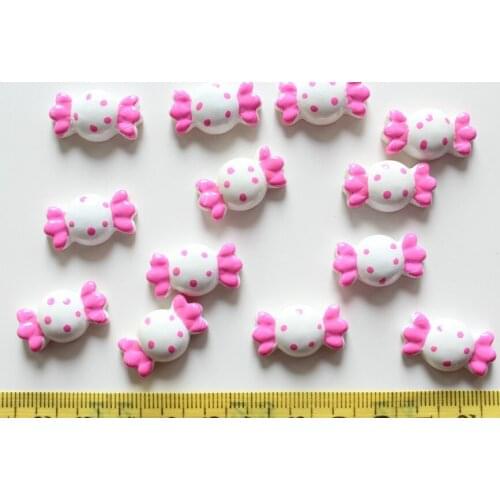 Set of 100 pcs lovely dots pink wrapped candy flatback scrapbooking Cabochons Cell phone decor, hair pin, DIY