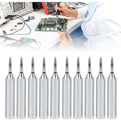 10Pcs 900M-T-1C Copper Lead Free Soldering Solder Iron Tips Replacement Welding Accessory