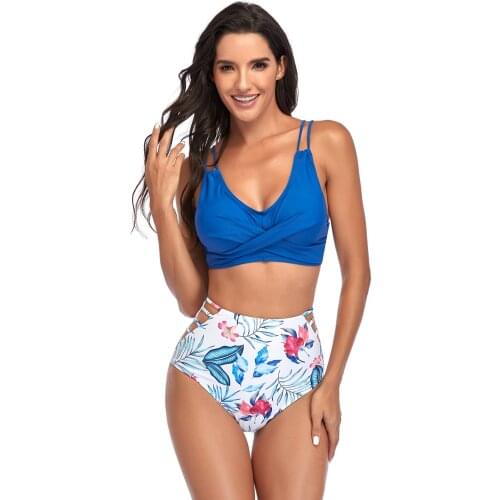 FNOCE 2021 new womens swimsuits fashion trends print sexy bar with pad and swim briefs 2-pc bikini bathing suit beachwear