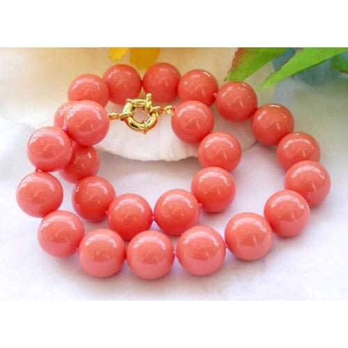 Charming 12MM Pink Shell Pearl Round Beads Necklace 18" 36"