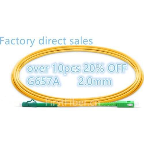 FirstFiber 1m LC APC to SC APC G657A Fiber Patch Cable, Jumper, Patch Cord Simplex 2.0mm PVC OS2 SM Bend Insensitive