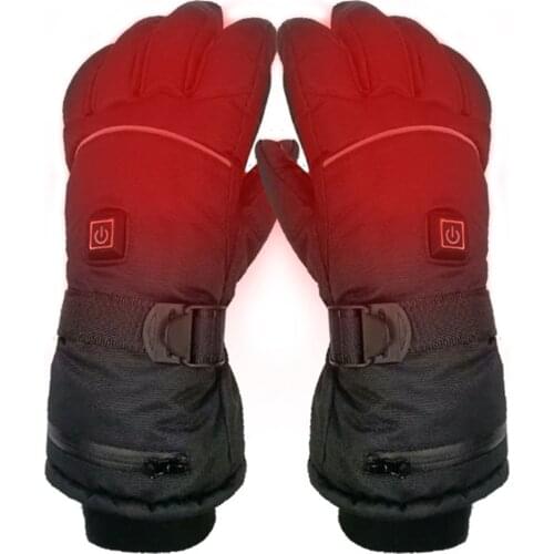 Electric Heated Gloves Outdoor Warm Rechargeable Heated Gloves For Skiing Snowboarding With Adjust Stretchy Wrist Straps