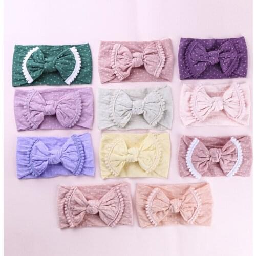 Dot Tassels Baby Girl Kid Big Bow Hairband Headband Solid Cotton Stretch Turban Knot Head Wrap Headwear Girls Headband 0-6Years