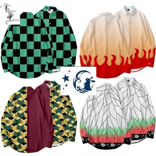 Kisatsutai Style Shinobu Zenitsu 3D Printing Unisex Shirt Casual Long Sleeve Cool Loose Button Streetwear Overclothes