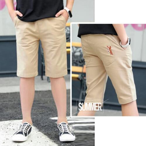 IENENS Boys Cotton Shorts Clothing Child Sloid Color Loose Short Pants Fit 7-15Y Summer Kids Casual Soft Boardshorts