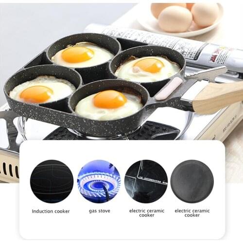Four-hole Frying Pot Thickened Omelet Pan Non-stick Egg Pancake Steak Pan Cooking Egg Ham Pans Breakfast Maker Kitchen Tools