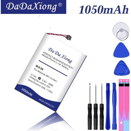 1050mAh WX30 SNN5951A Replacement Battery For Motorola Moto 360 1st-Gen 2014 Smart Watch Batteries