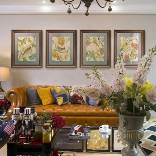 Triptych American Vintage Watercolor Birds On Tree Canvas Painting Art Print Poster Animal Wall Picture Home Decor For Rooms