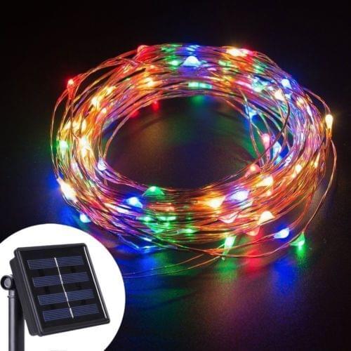 Outdoor Solar Powered 33Ft 100 LED 10M Copper Wire Light String Christmas Wedding Party Decoration LED String Fairy Lights