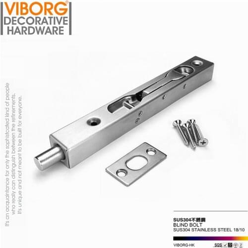 VIBORG 25cm(10") 304 Stainless Steel Door Bolt Lock Door Latch Locks Door Slide Bolt Lock Lever Action Flush Latch Bolt