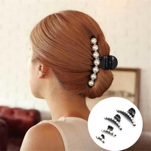 1 PC Black Big Rhinestone Hairpins For Women Pearl Hair Clips Crab Hair Claws For Girls Barrettes Headwear Hair Pins Accessories