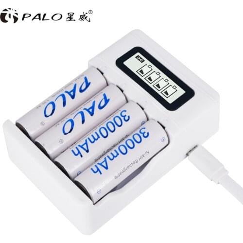 4 Slots LCD Display Fast Intelligent Battery Charger With USB Input For AA AAA NiMh NICD Rechargeable Batteries