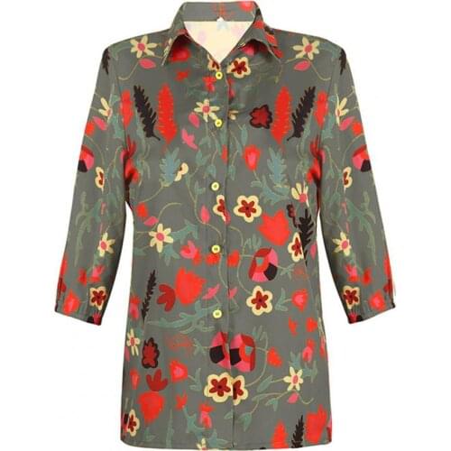 65% Dropshipping!!Women Shirt Floral Print Single-breasted Autumn Single-breasted Long Sleeve Blouse Streetwear