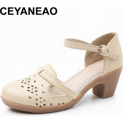 CEYANEAO 2019 New arrive sandals women shoes square high heel dress shoes fashion summer ladies shoes E1844