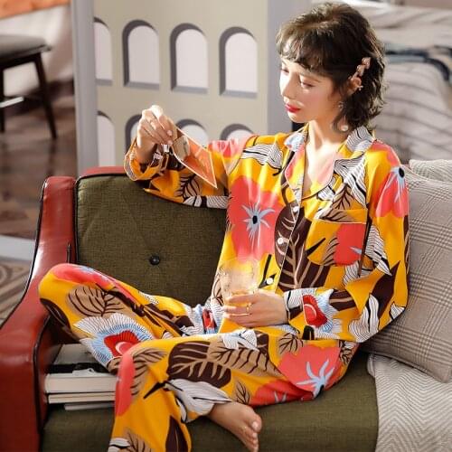 100% Cotton Women Pajama Sets Autumn Fashion Womens Sleepwear 2pcs Home Clothes For Women Sexy Pijamas Mujer Female Loungewear