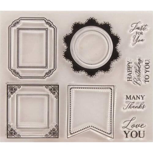 1pc Border Label Transparent Clear Silicone Stamp Seal DIY Scrapbooking Rubber Hand Account Photo Album Diary Decorate Reusable