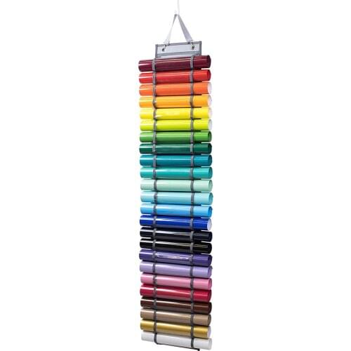 1 Pc Vinyl Roll Holder Storage Rack 128cm Thermal Transfer Film Roll Storage Wall Mount/Over The Door With 24 Compartments PVC